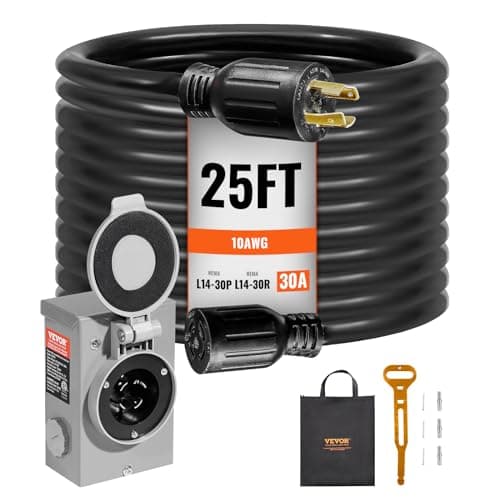 VEVOR 30A Cord + Inlet Box Kit, 25 ft