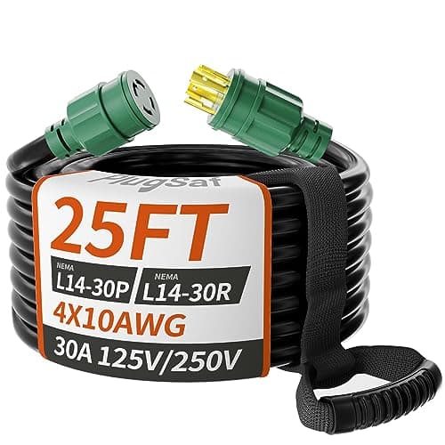PlugSaf 25 ft 30A L14-30 Cord, 10 AWG