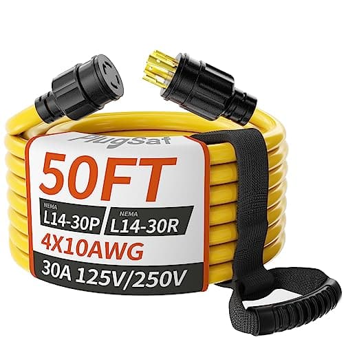 PlugSaf 50 ft 30A L14-30 Cord, 10 AWG
