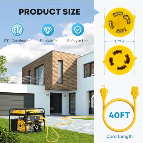 Kohree 40 ft 30A L14-30 Cord, ETL Listed
