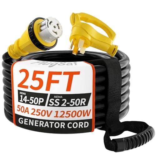 PlugSaf 25 ft 50A 14-50P to SS2-50R Cord