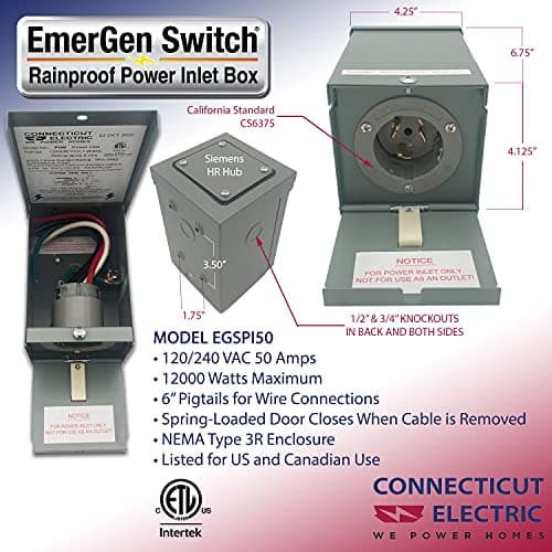 Connecticut Electric EGSPI50 50A Power Inlet Box